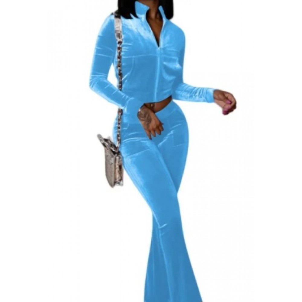 Velvet Crop Top Two Piece Hoodie Tracksuit Set Velvet Crop Top Two Piece Hoodie Tracksuit Set