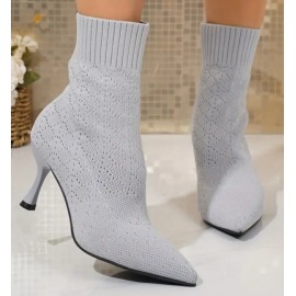 Women's Ankle High Stretch Knit Sweater Boots