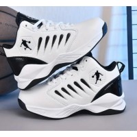 Lightweight Lace Up White and Black Athletic Sneakers