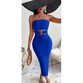 Long Sleeveless Form-Fitting Strapless Evening Dress