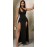 Black Elegant Single Shoulder Sleeveless Evening Gown with Thigh Slit