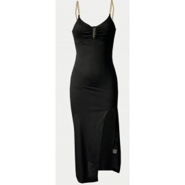 Elegant Chain Strap Form Fitting Evening Dress