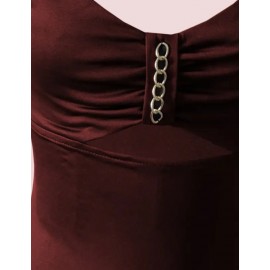 Elegant Chain Strap Form Fitting Evening Dress