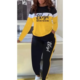 Stylish Plus Size Two-Piece Crew Neck Lounge Wear