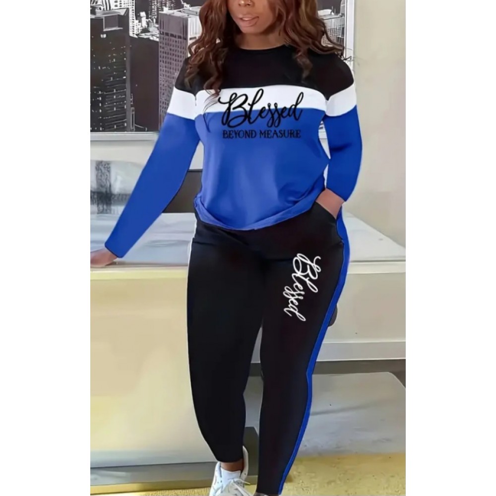 Stylish Plus Size Two-Piece Crew Neck Lounge Wear