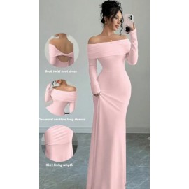 Elegant Off-Shoulder Long Sleeve Body-Fitting Evening Dress