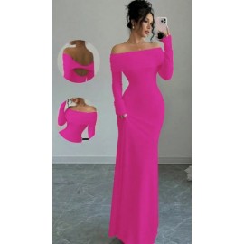 Elegant Off-Shoulder Long Sleeve Body-Fitting Evening Dress