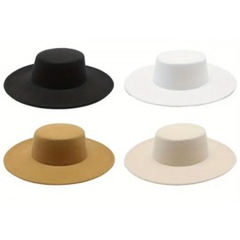 Women's Lightweight Wide Brim Flat Derby Fedora Hat