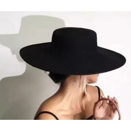 Women's Lightweight Wide Brim Flat Derby Fedora Hat