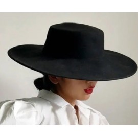 Women's Lightweight Wide Brim Flat Derby Fedora Hat