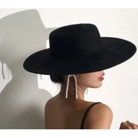 Women's Lightweight Wide Brim Flat Derby Fedora Hat