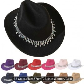 Women's Shiny Style Water Drop Rhinestone Glittering Top Brim Cowgirl Hat