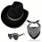 Women's 3pcs Rhinestone Denim Cowboy Hat, Heart Shaped Glasses, and Bandana