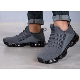 Women's Gray Knitted Lightweight Air Cushioned Sport Shoes