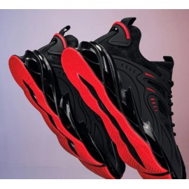 Men's Casual Black and Red Tint Sport Sneakers
