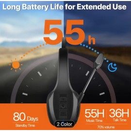 Wireless 55Hrs Working Time Noise Cancelling Headset