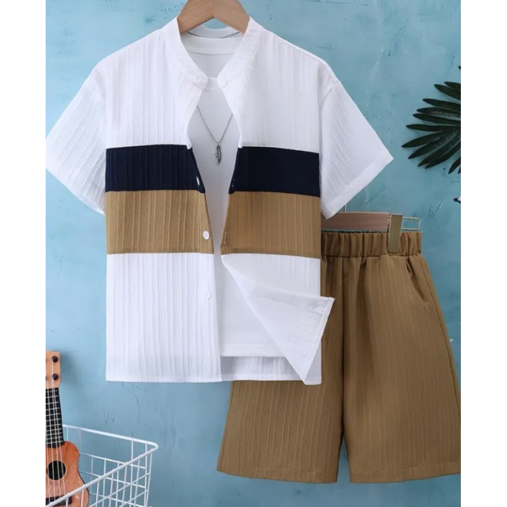 Boys Summer Wave Stripe Two-Piece Casual Short Set