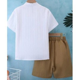 Boys Summer Wave Stripe Two-Piece Casual Short Set