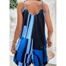 Casual Geometric Sleeveless Summer Romper