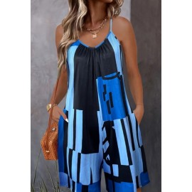 Casual Geometric Sleeveless Summer Romper