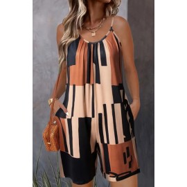 Casual Geometric Sleeveless Summer Romper