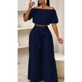 Strapless Shoulder Puff-Sleeved Stylish Summer Set