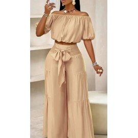 Strapless Shoulder Puff-Sleeved Stylish Summer Set