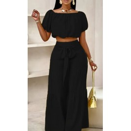 Strapless Shoulder Puff-Sleeved Stylish Summer Set