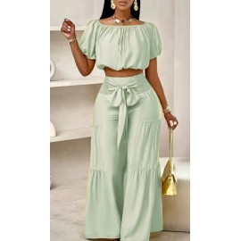 Strapless Shoulder Puff-Sleeved Stylish Summer Set