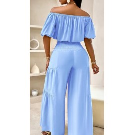 Strapless Shoulder Puff-Sleeved Stylish Summer Set