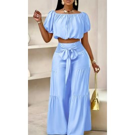 Strapless Shoulder Puff-Sleeved Stylish Summer Set