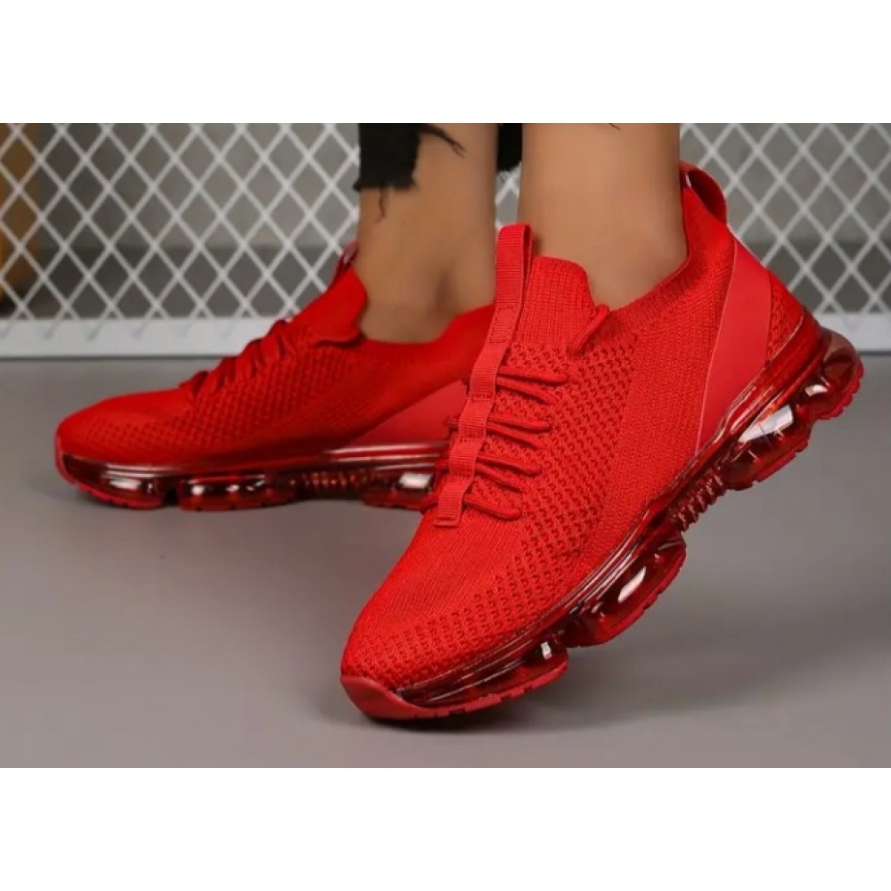 Women's Breathable Mesh Red Casual Athletic Sneakers