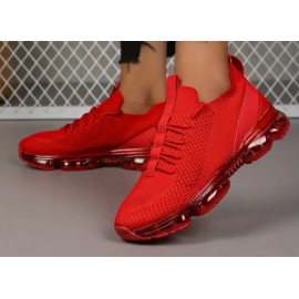 Women's Breathable Mesh Red Casual Athletic Sneakers