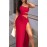 Elegant Red One-Shoulder Off-Cut-Out Waist Evening Dress