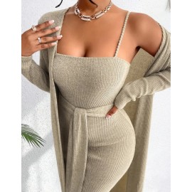 Elegant Thin Shoulder Strap Two Piece Casual Evening Dress