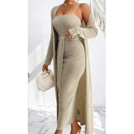 Elegant Thin Shoulder Strap Two Piece Casual Evening Dress