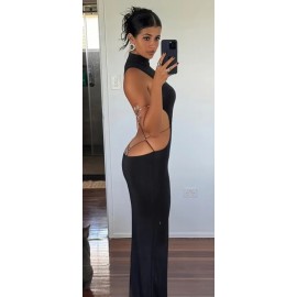 Elegant Backless Form-Fitting Summer Evening Dress