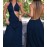 Elegant Halter Neck Form Fitting Solid Color Evening Dress