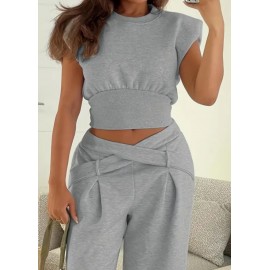Casual High Waist Short Sleeve Two Piece Lounge Set