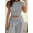 Casual High Waist Short Sleeve Two Piece Lounge Set