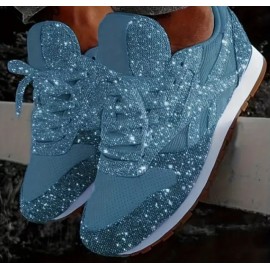 Women's Slip-On-Lace Up Casual Sequin Glitter Sneakers
