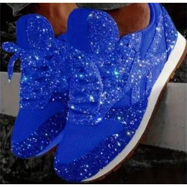 Women's Slip-On-Lace Up Casual Sequin Glitter Sneakers