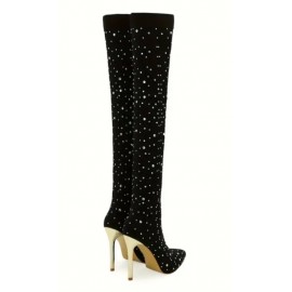 Elegant Over the Knee Sparkly Rhinestone Dress Boots