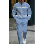 Men's Light Blue and White Striped Lightweight Casual Sportswear Set