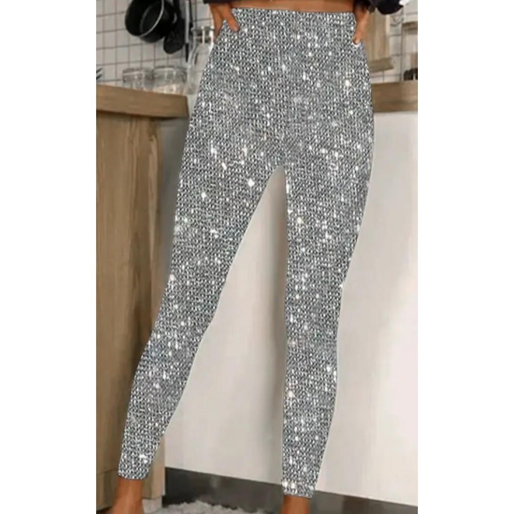 Stretchy Shimmering Sequin Legging Pants