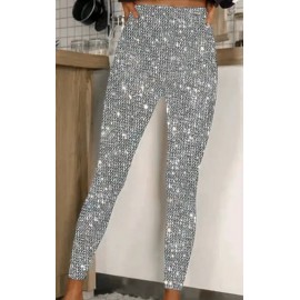 Stretchy Shimmering Sequin Legging Pants