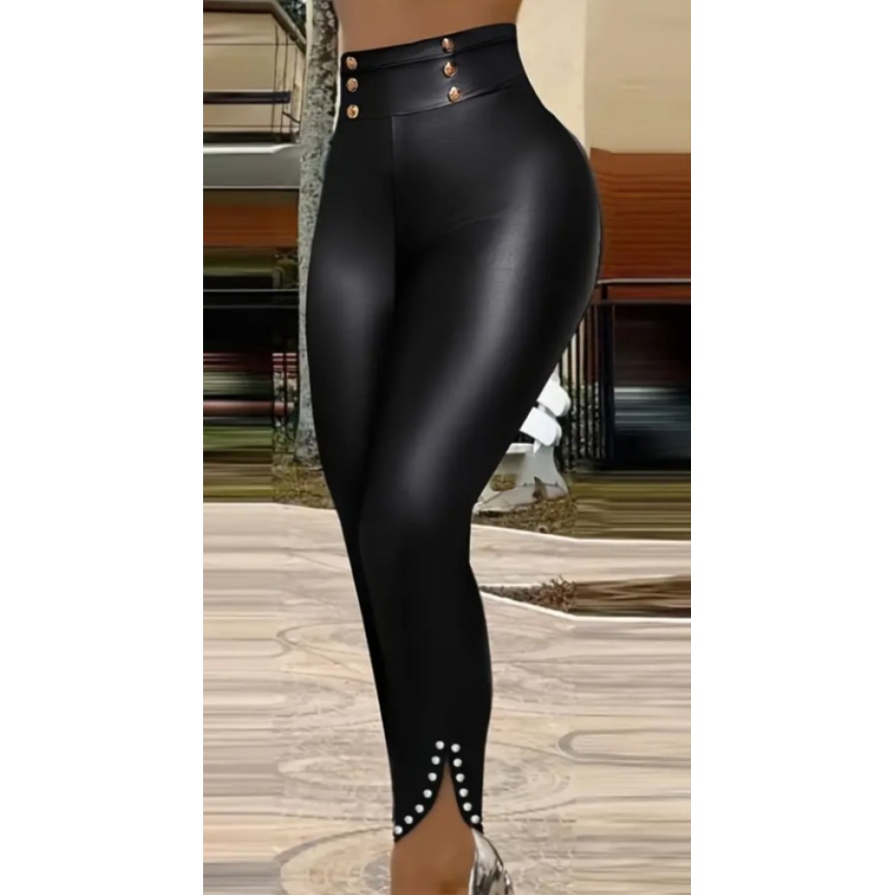 Slim Fit Matte Stretch Fabric Pants