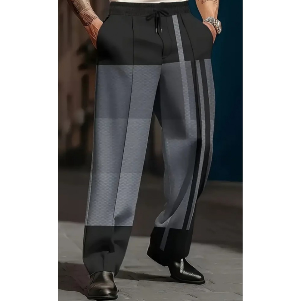 Men's Black and Gray Casual Dress Pants