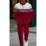 Men's Bergundy and White Casual Sport Set