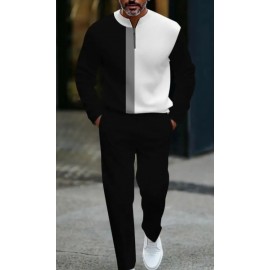 Men's Stylish Long-Sleeve Two-Piece Casual Wear Set